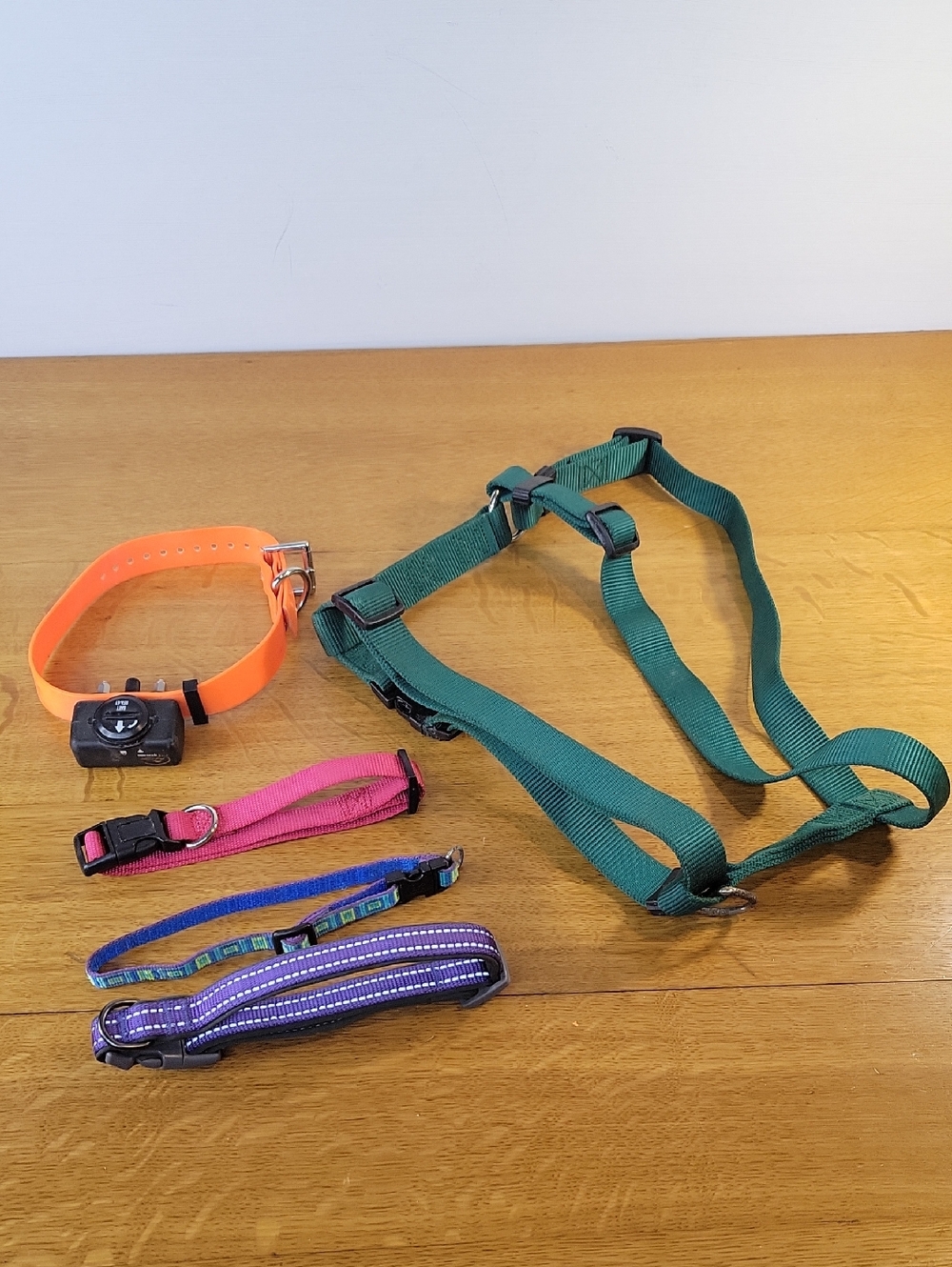Lot Of 4 Dog Collars And 1 Harness Size Small To Medium